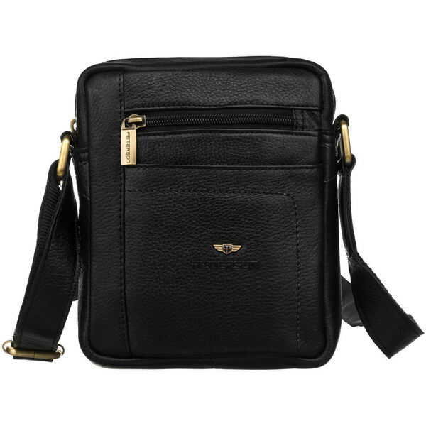 Peterson Pánska kožená taška cez rameno so zipsom | čierna PTN 2505840 63260532