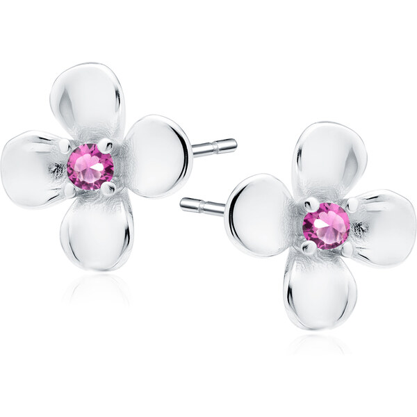 Olivie Stříbrné náušnice KVÍTEK PINK 9507 65048836