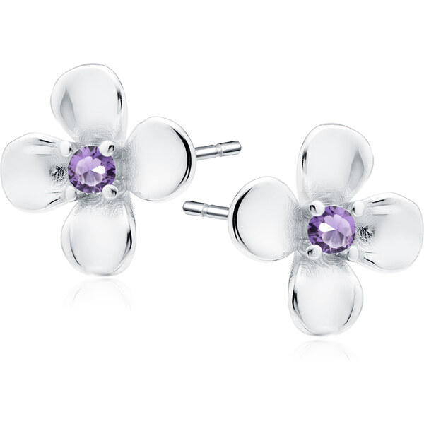 Olivie Stříbrné náušnice KVÍTEK VIOLET 9509 65048838