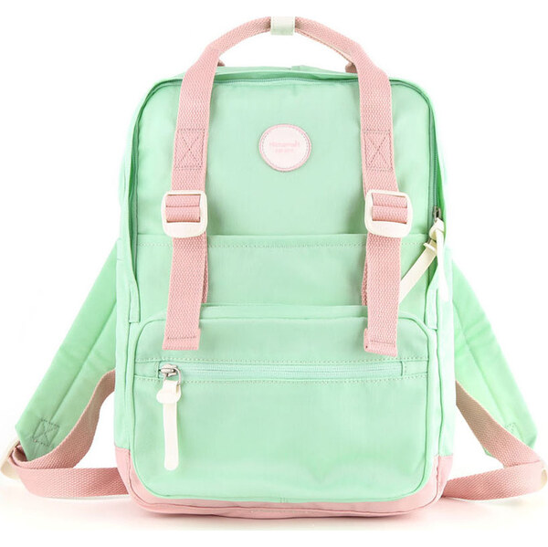 BASIC Himawari Zeleno-ružový dámsky mestský batoh so zapínaním na zips 63261313