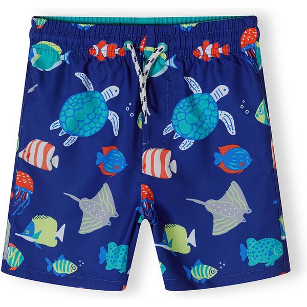 MINOTI Plavecké šortky tmavomodrá / sivá / kiwi / oranžovo červená 63261814