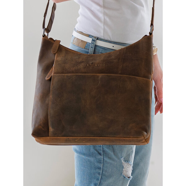 Dámska kožená kabelka Greenwood Denis - tmavo hnedá 58451730