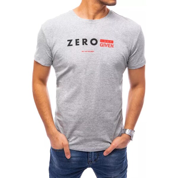 Dstreet Sivé pánske tričko s nápisom ZERO 63265687
