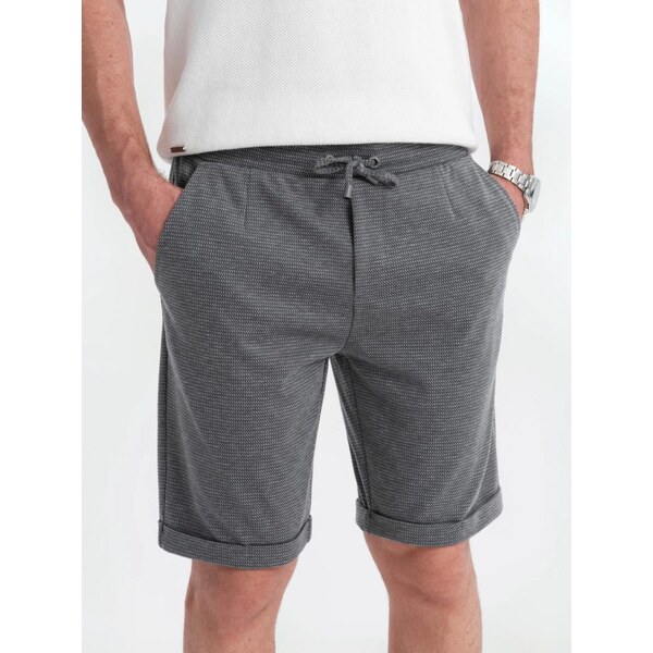 Ombre Clothing Štýlové grafitové kraťasy štruktúrované V3 SRCS-0177 63774177