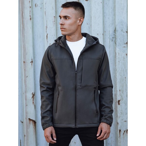 Dstreet Softshellová pánska bunda na prechodné obdobie šedá 63272176