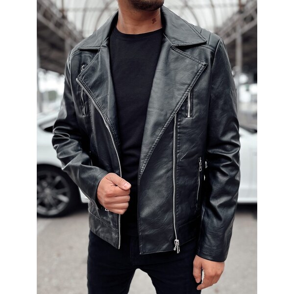 Dstreet Trendy koženková pánska bunda čierna 63272184