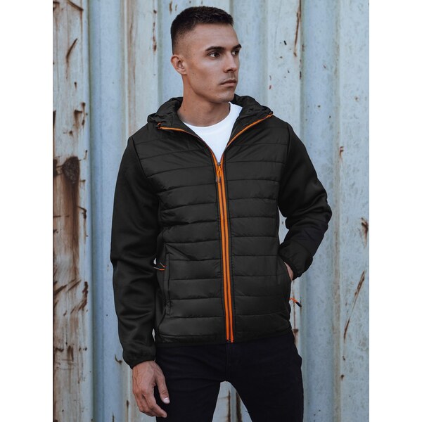 Dstreet Prechodná pánska čierna bunda s kontrastným zipsom 63272190