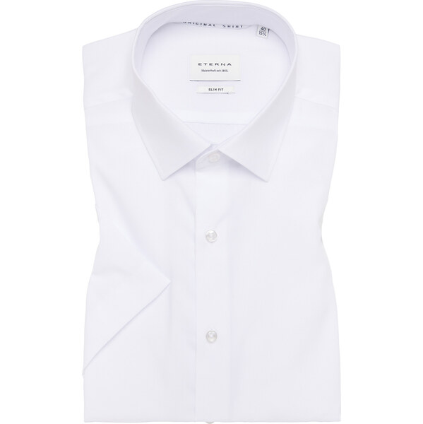 Pánska biela popelínová košeľa ETERNA Slim fit s krátkym rukávom 63286932