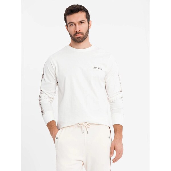 Ombre Clothing Pútavé biele tričko s dlhým rukávom V3 LSCL-0127 63296930