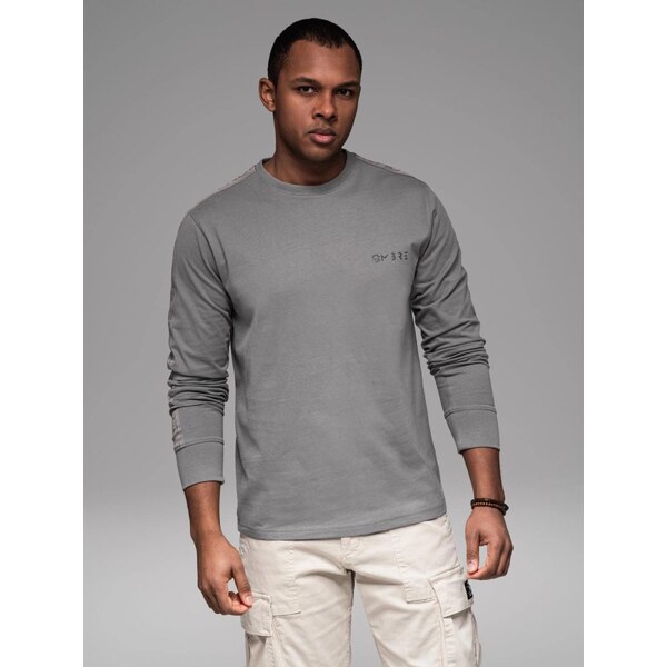 Ombre Clothing Pútavé šedé tričko s dlhým rukávom V5 LSCL-0127 63296931