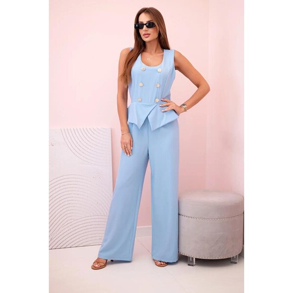 MladaModa Elegantný overal bez rukávov so širokými nohavicami a 63301399