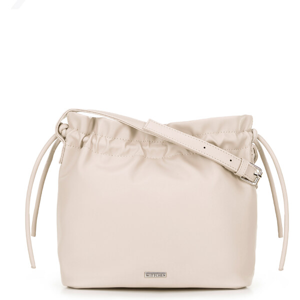Wittchen Dámska crossbody kabelka s dekoratívnymi viazaniami krémová 66066449