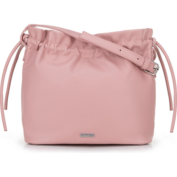 Wittchen Dámska crossbody kabelka s dekoratívnymi viazaniami ružová 66066448