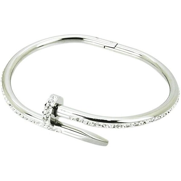 Glory Dámsky oceľový náramok strieborný klinec zdobený zirkónmi 659 63302407