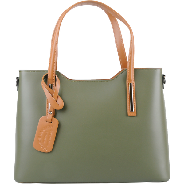 Zelená kožená talianska kabelka Isidora Verde Scura Camel NovaKabelka 63316580