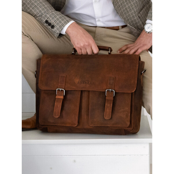 Pánska kožená aktovka Greenwood Conor - tmavo hnedá 58454931