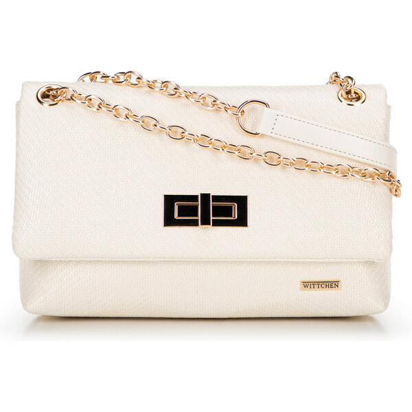 Wittchen Dámska crossbody z pleteniny s retiazkou zlomená biela 66066565