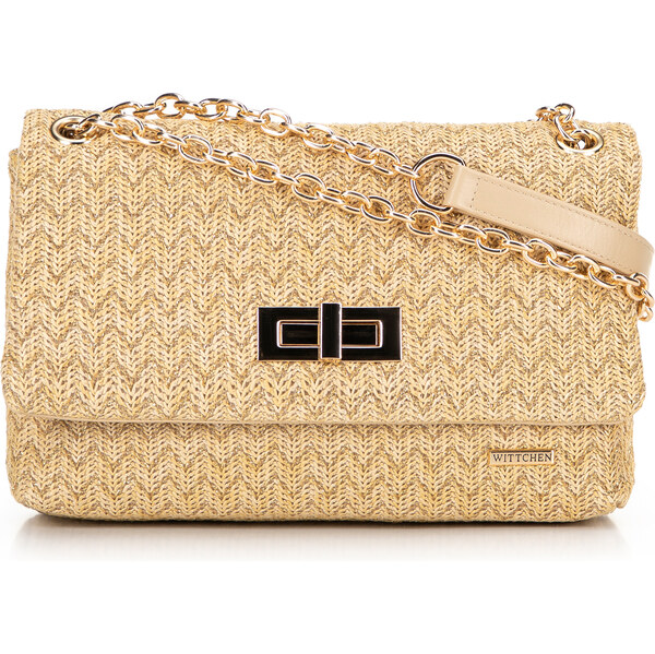 Wittchen Dámska crossbody z pleteniny s retiazkou béžovo-zlatá 66066568