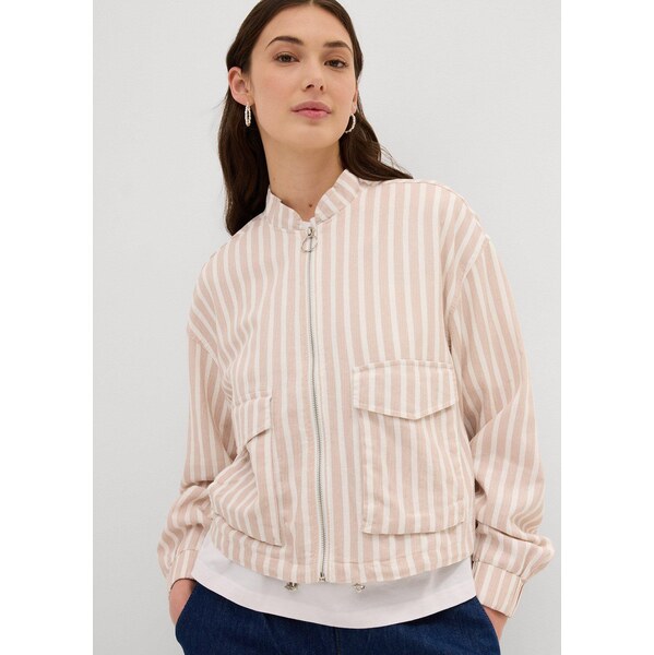 bonprix Bomberka v plátenom vzhľade, farba béžová 63109977