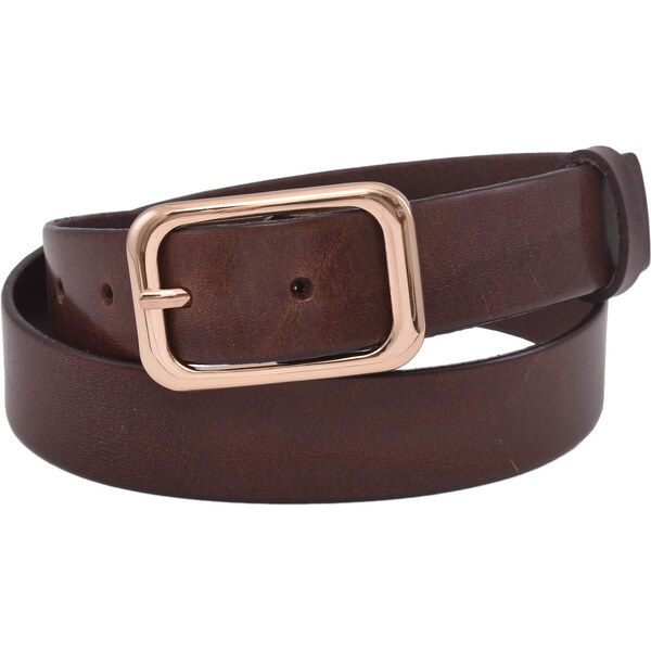 Mercucio Kožený dámsky opasok 721-30-42 tmavohnedý pracka Zina Gold 64507538