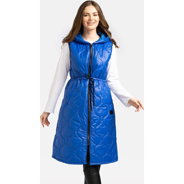 Perso Ľahká modrá prešívaná dámska vesta so sťahovacími šnúrkami BLE 63334702