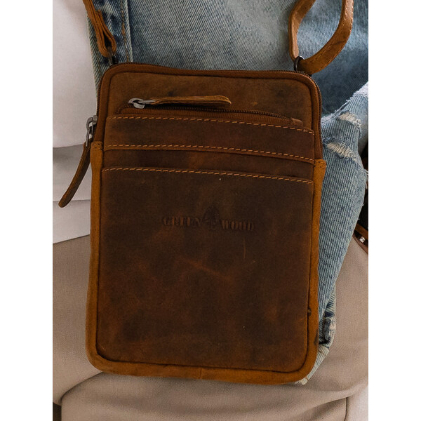 Kožená taška na mobil a doklady Greenwood Monaco - hnedá 60224127