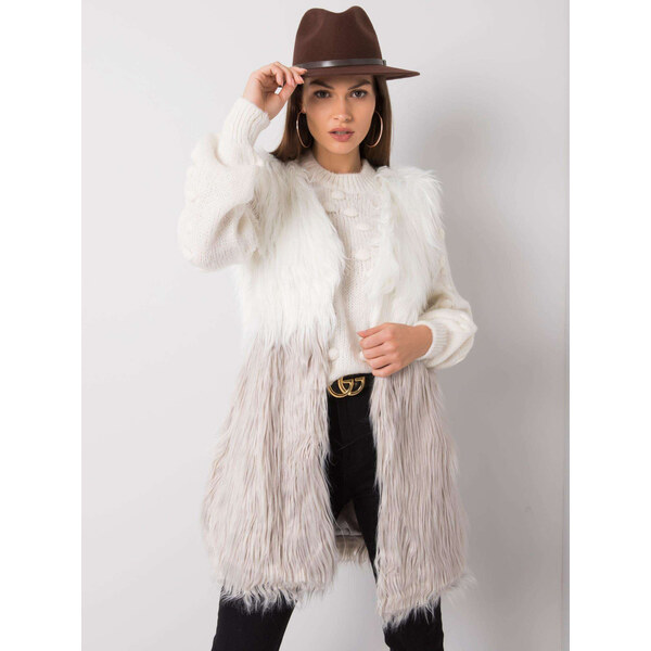 BASIC Smotanová dámska chlpatá vesta AT-KZ-04201.97P-ecru 20260410