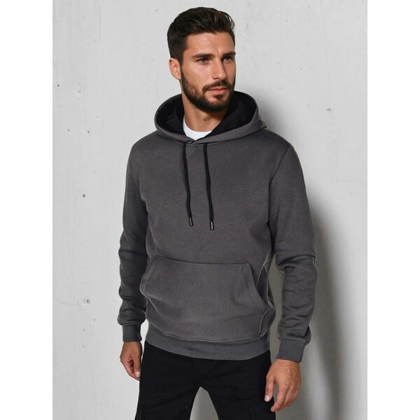 Dstreet Basic pánska grafitová mikina s kapucňou 63346121