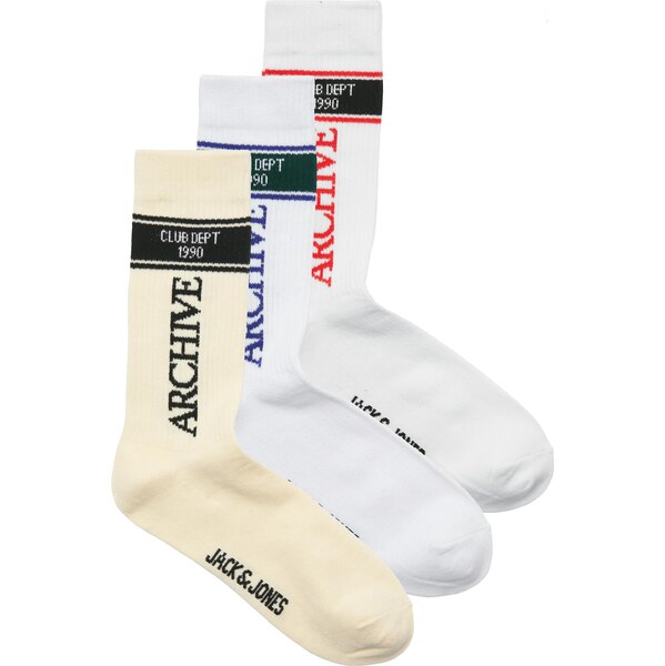 JACK & JONES Ponožky JACZAMORA krémová / modrá / červená / biela 63348005