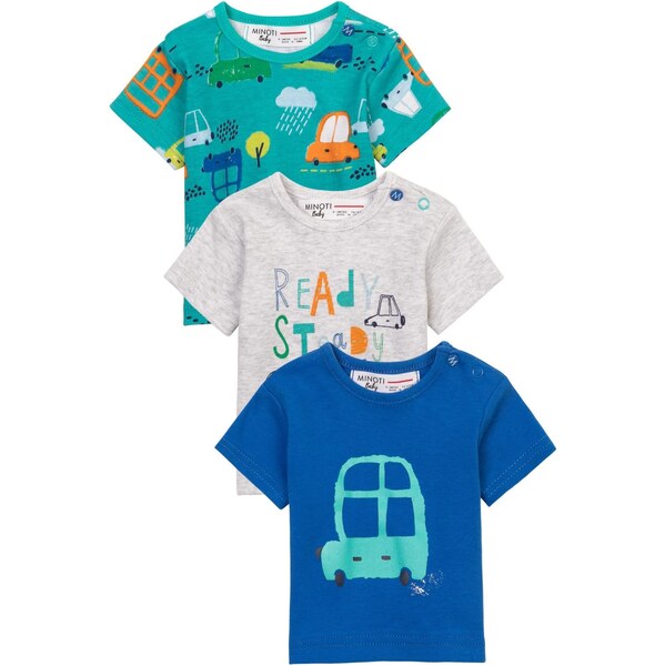 MINOTI Tričko tyrkysová / tmavomodrá / sivá / neónovo oranžová 63347962