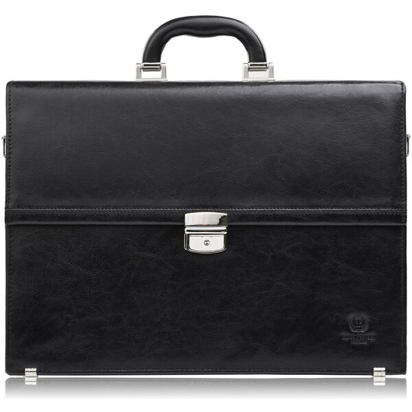 Paolo Peruzzi Pánska kožená aktovka do ruky a cez rameno | čierna S-44 63369068