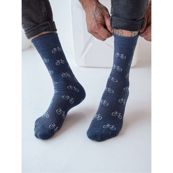 Vysoké modré pánske ponožky Bicykel 63374013