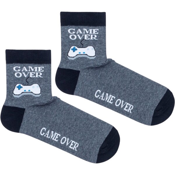 Medium šedé pánske ponožky Game over 63374015