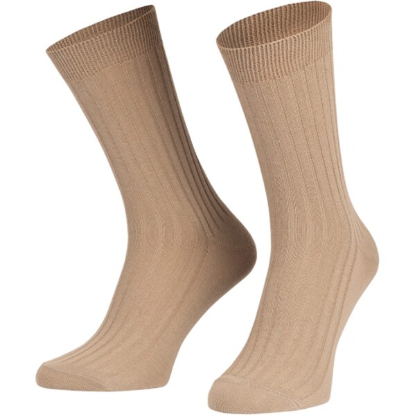 Vysoké béžové bavlnené ponožky 63374048