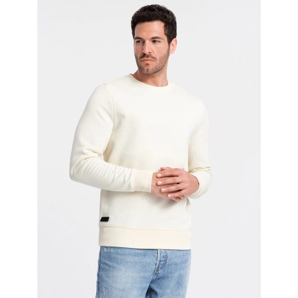 Ombre Clothing Základná bavlnená pánska mikina v krémovej farbe V5 om 63373827