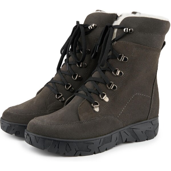 Vlnka Dámske kožené zimné topánky s ovčou vlnou Magdalena sivá 65798902