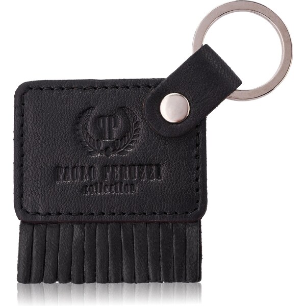 PAOLO PERUZZI Kožená kľúčenka T-88-BL/BL | čierna T-88-BL/BL 63395584
