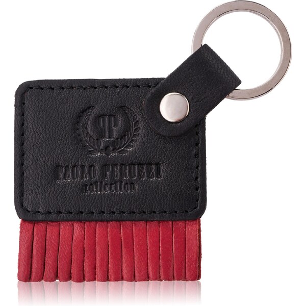PAOLO PERUZZI Kľúčenka kožená T-88-BL/RD | červená T-88-BL/RD 63395588