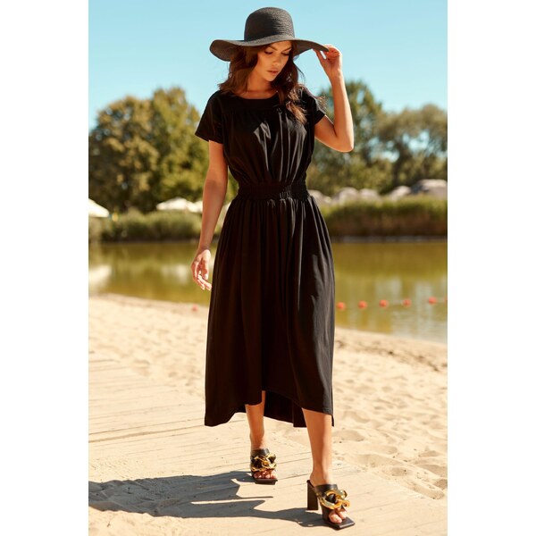 Numinou Dlhé asymetrické šaty NU425 | čierna NU425 63395622