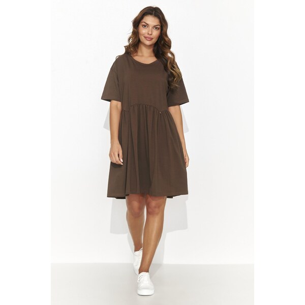 Numinou Voľné krátke šaty z ľahkého úplet NU470 | hnedá NU470 63395670