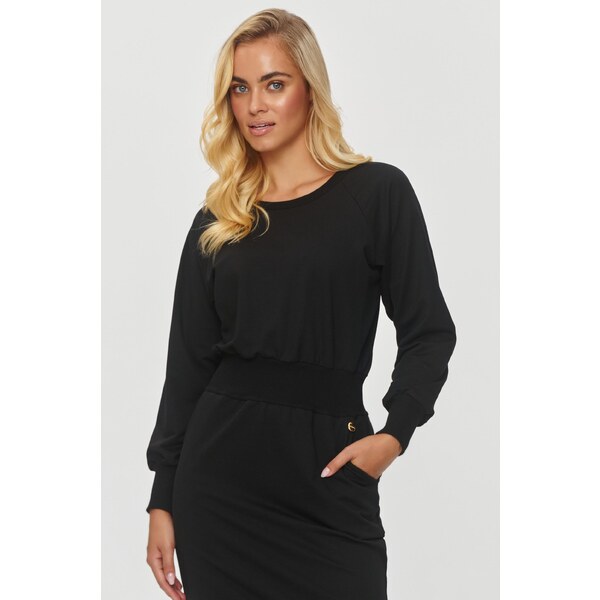 Makadamia Midi šaty s rebrovaným lemovaním M842 | čierna M842 63395838