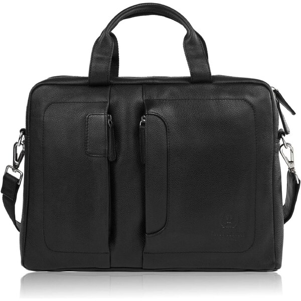 Paolo Peruzzi Pánska kožená taška na notebook Vintage E-26-BL | čierna 63395832