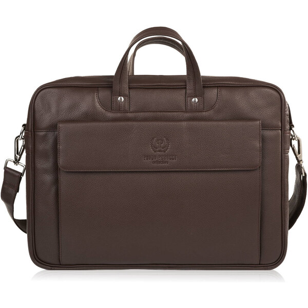 Paolo Peruzzi Pánska kožená taška A4 na notebook E-25-BR | hnedá E-25 63395834