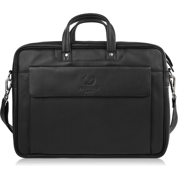 Paolo Peruzzi Pánska kožená taška A4 na notebook E-25-BL | čierna E-25 63395835
