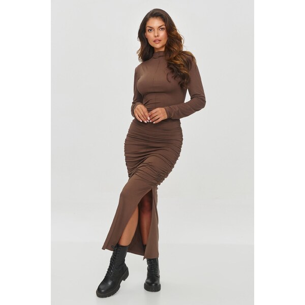 Makadamia Priliehavé šaty M841 | čokoládová M841 63395906