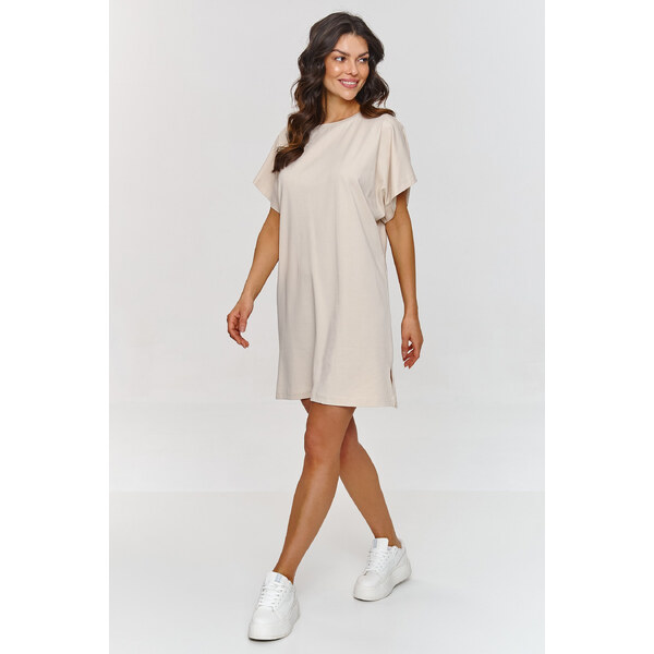 Makadamia Krátke šaty BASIC M875 | svetlo béžová M875 63395947