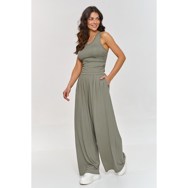 Makadamia Súprava z viskózy - Top a široké nohavice M871 | olivová 63395942