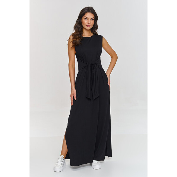Makadamia Maxi šaty s viazaním v páse M873 | čierna M873 63395963