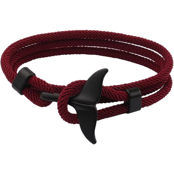 Zaujímavý pánsky bordový náramok s plutvou 65638758