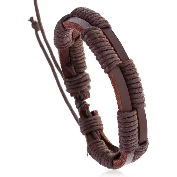 Hnedý prepletaný pánsky náramok 65638762